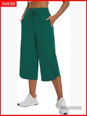 Wide Leg Capri Pants with Pockets Quick Dry Hiking Yoga UPF 50+